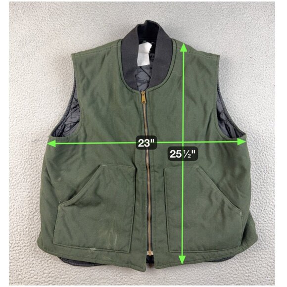 Arctic Quilt Lined Canvas Workwear Vest Men's 2XL Outdoor Hunter Green Full Zip - Picture 3 of 7